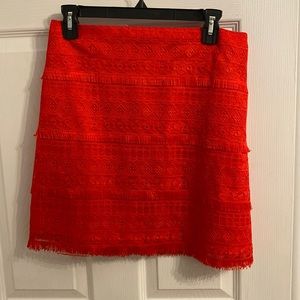 J. Crew red fringe skirt